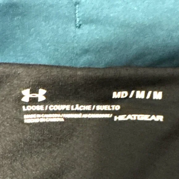 Under Armour Womens HeatGear Loose Fit Shorts M Teal/Black Polyester & Elastane - Picture 3 of 7